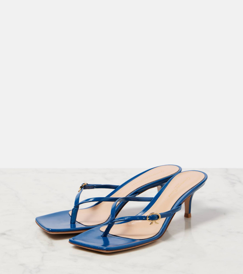 Ribbon patent leather thong sandals 4