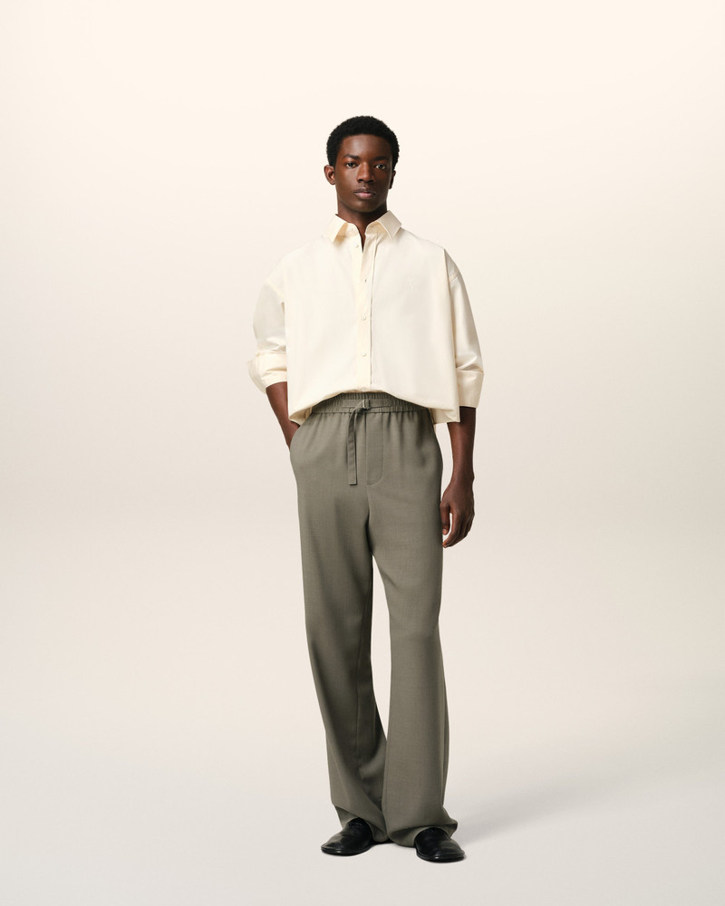 AMI Paris TAUPE WOOL STRAIGHT FIT ELASTICATED TROUSERS outlook
