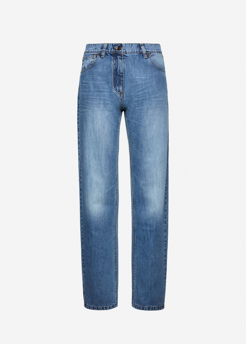 Straight-leg denim pants in light blue 1