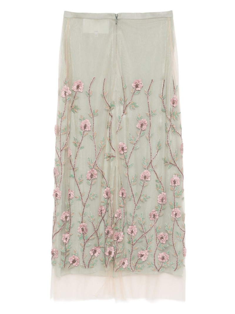 COSTARELLOS floral-embroidered tulle midi skirt outlook