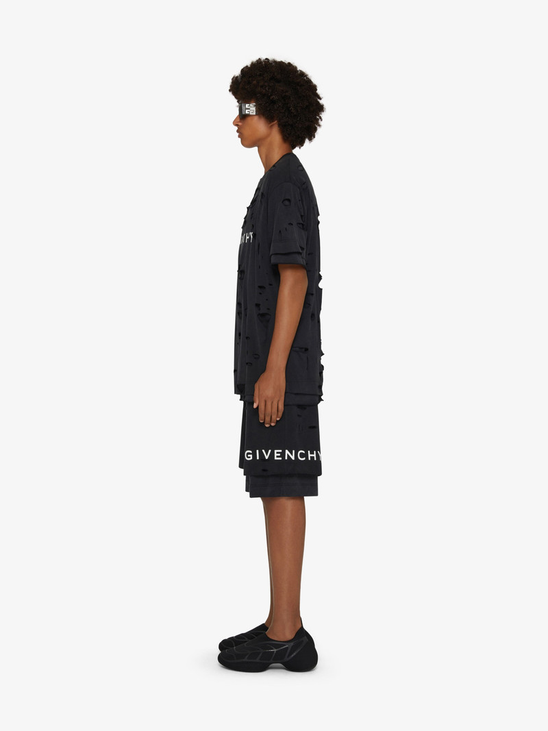 GIVENCHY BERMUDA SHORTS IN FELPA WITH DESTROYED EFFECT 3