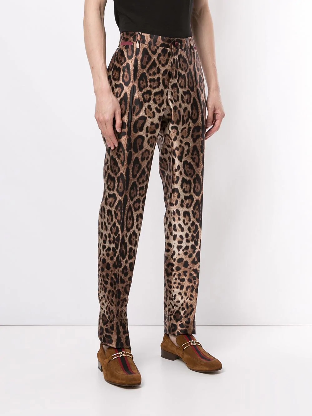 leopard print slim-fit trousers - 3