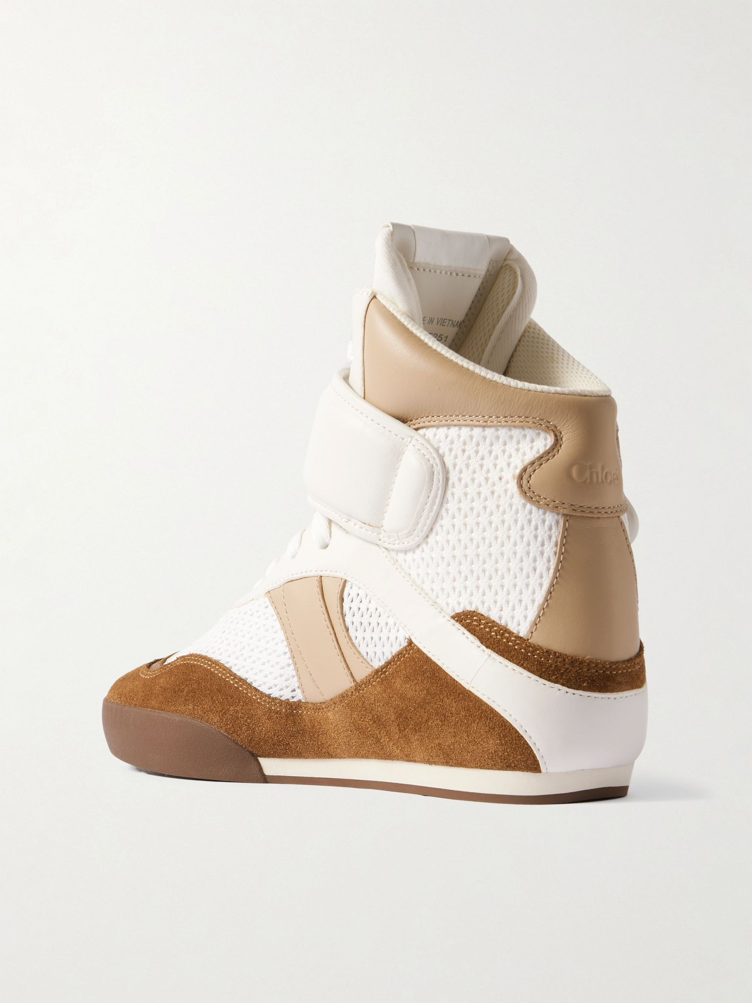 Kick suede, mesh and leather high-top sneakers Brown - 3