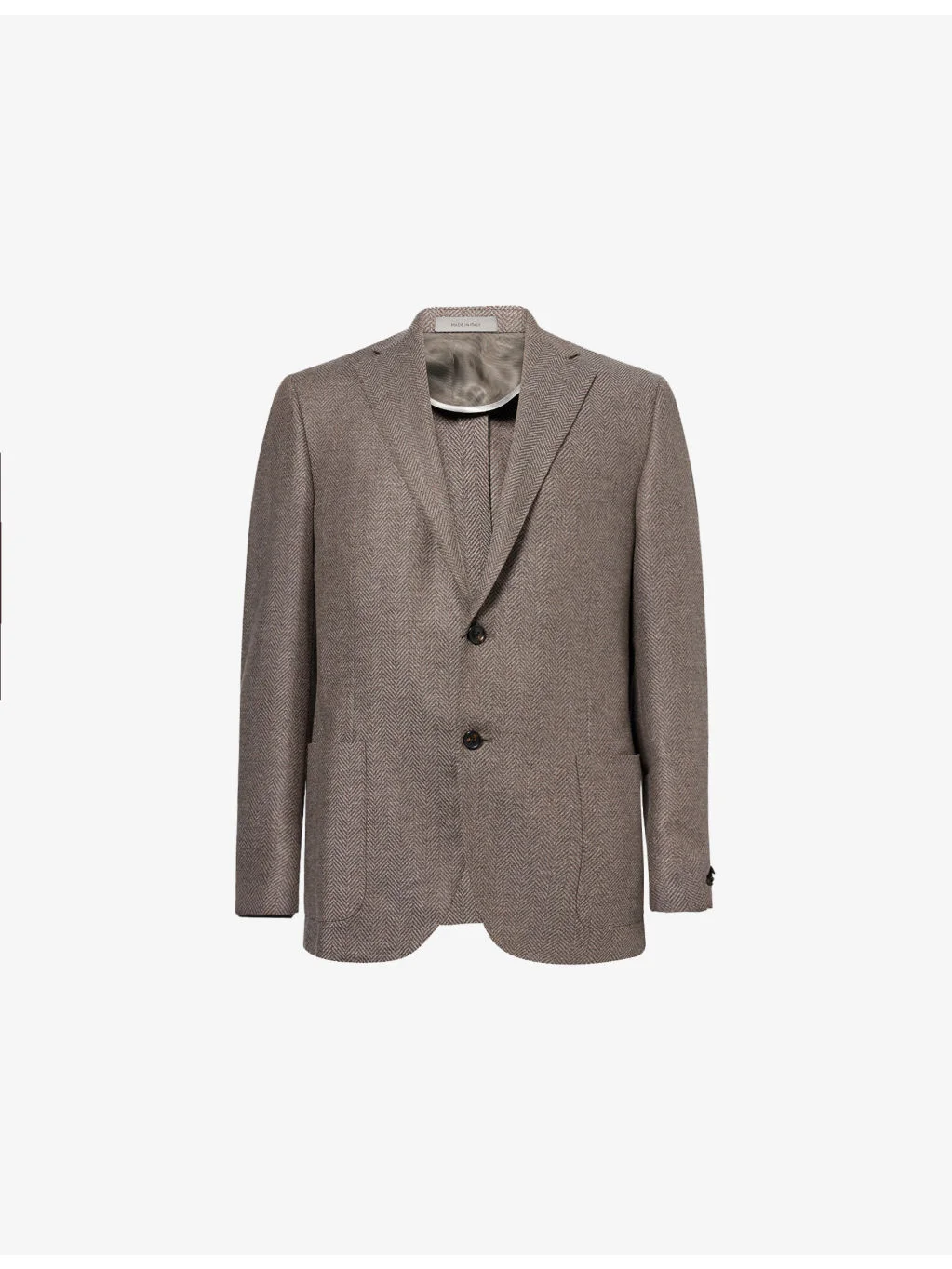 Herringbone Single-Breasted Wool And Cashmere Blazer - 1