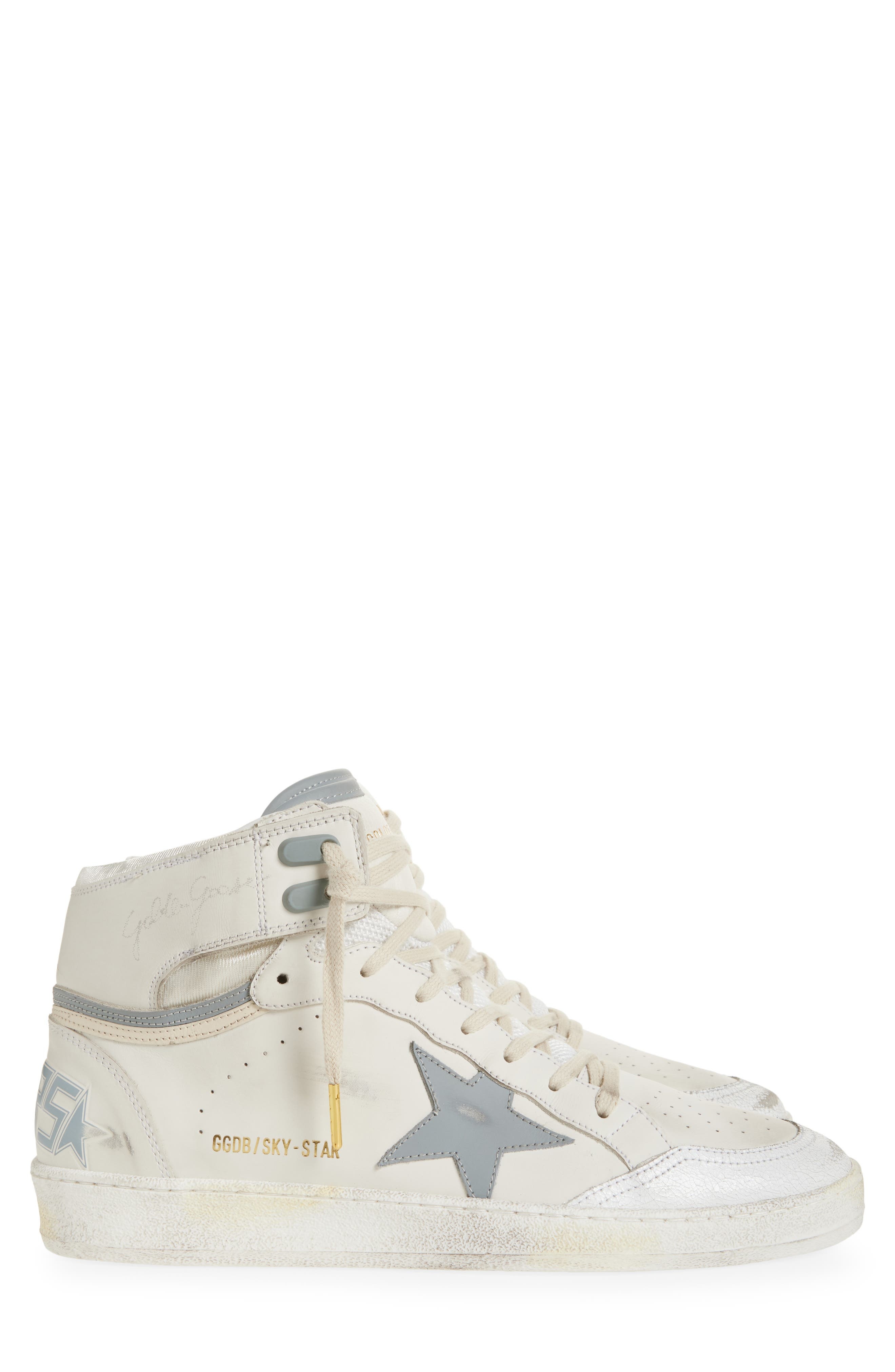Golden Goose Sky-Star High Top Sneaker in White/Silver Blue/Beige at Nordstrom - 3