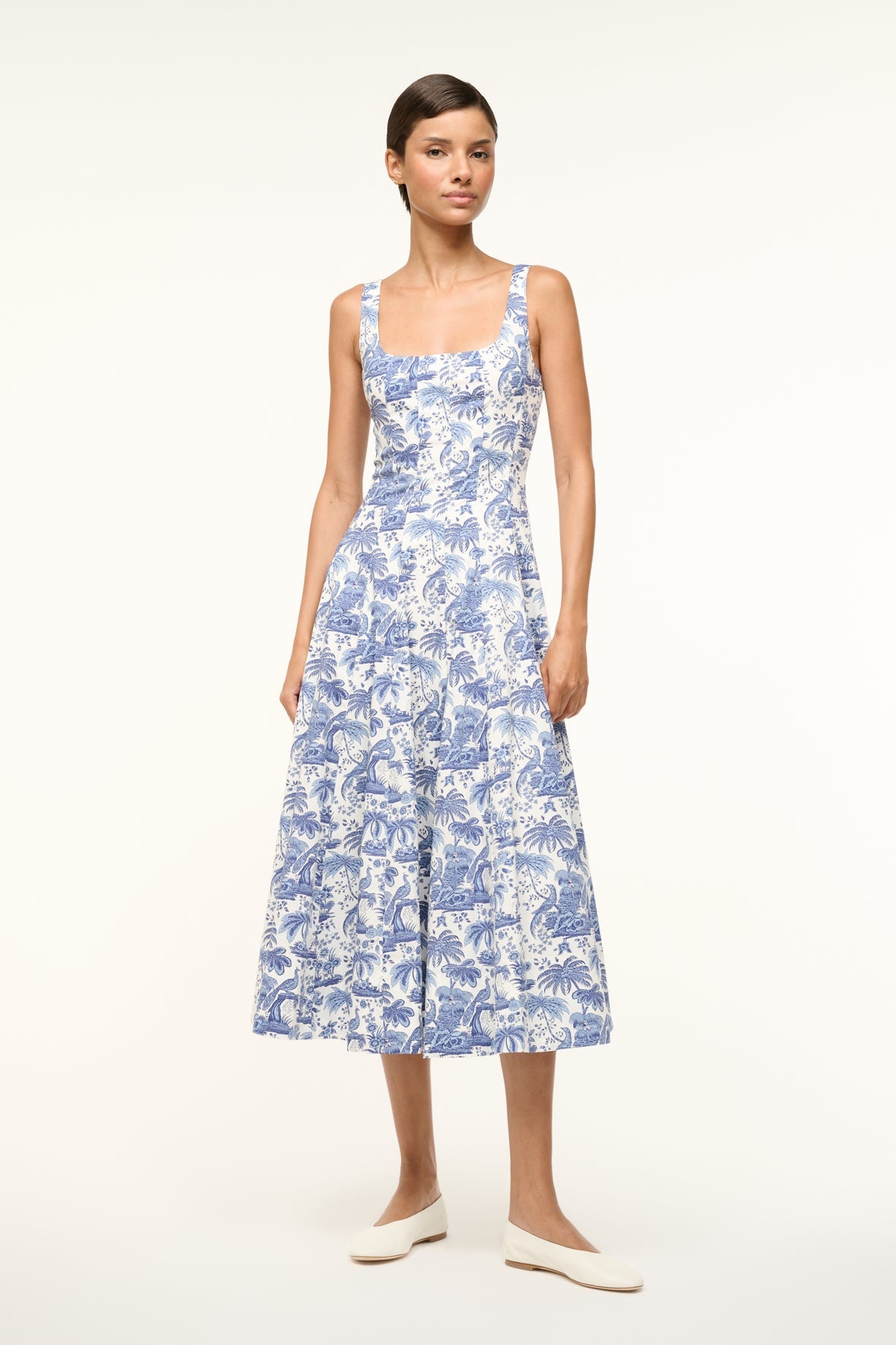 STAUD WELLS DRESS | CHINA BLUE TOILE - 2