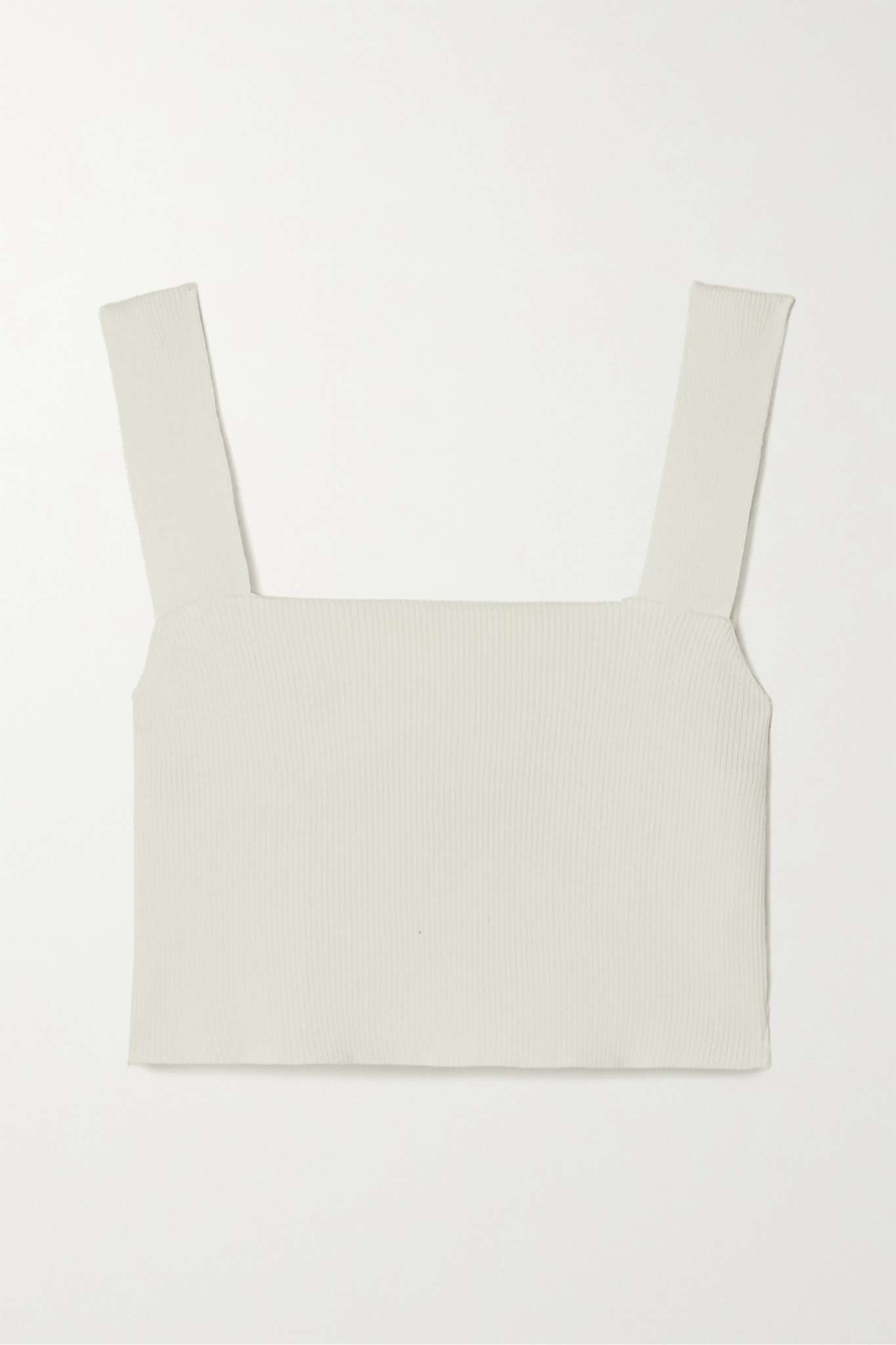 Cropped ribbed silk-blend tank - 1