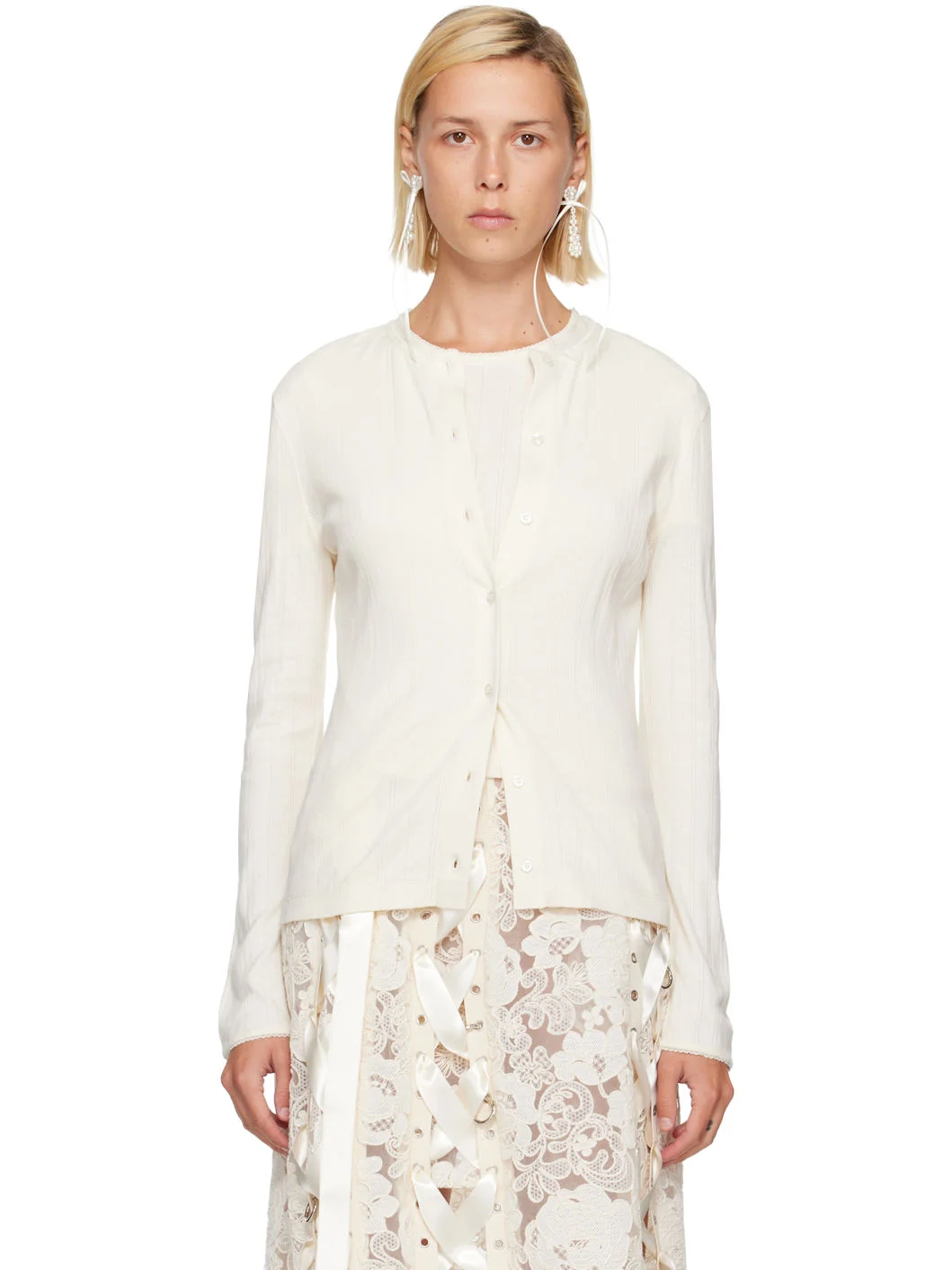 Off-White Pointelle Cardigan - 1