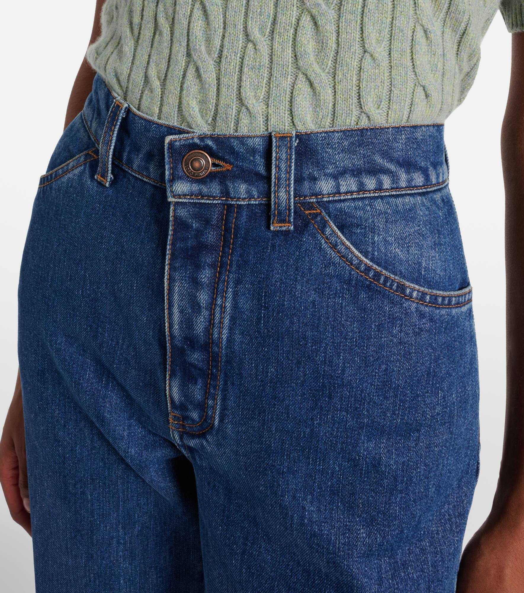 Mid-rise cotton and silk jeans - 4