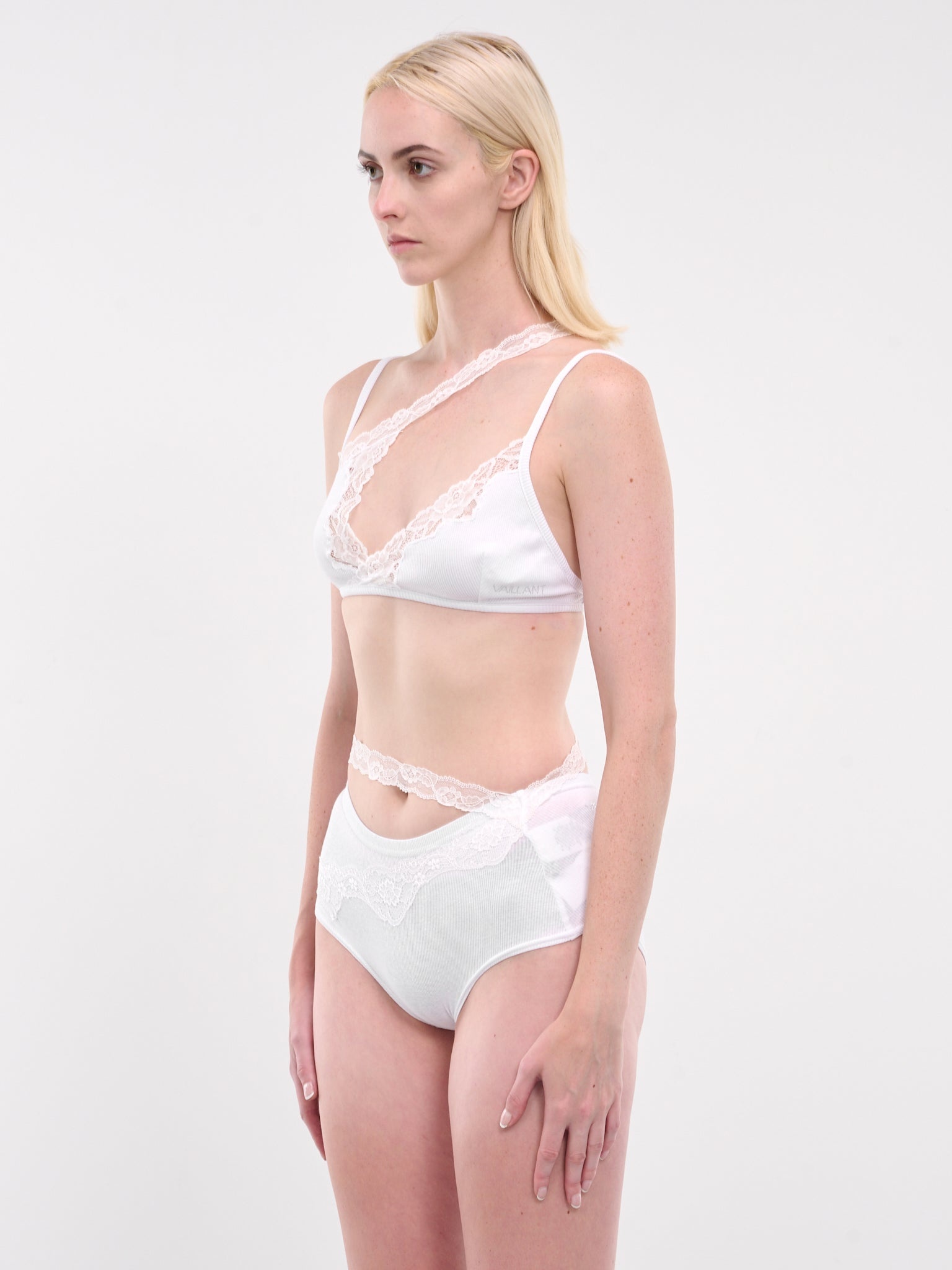 Asymmetric Lace Trim Bra - 2