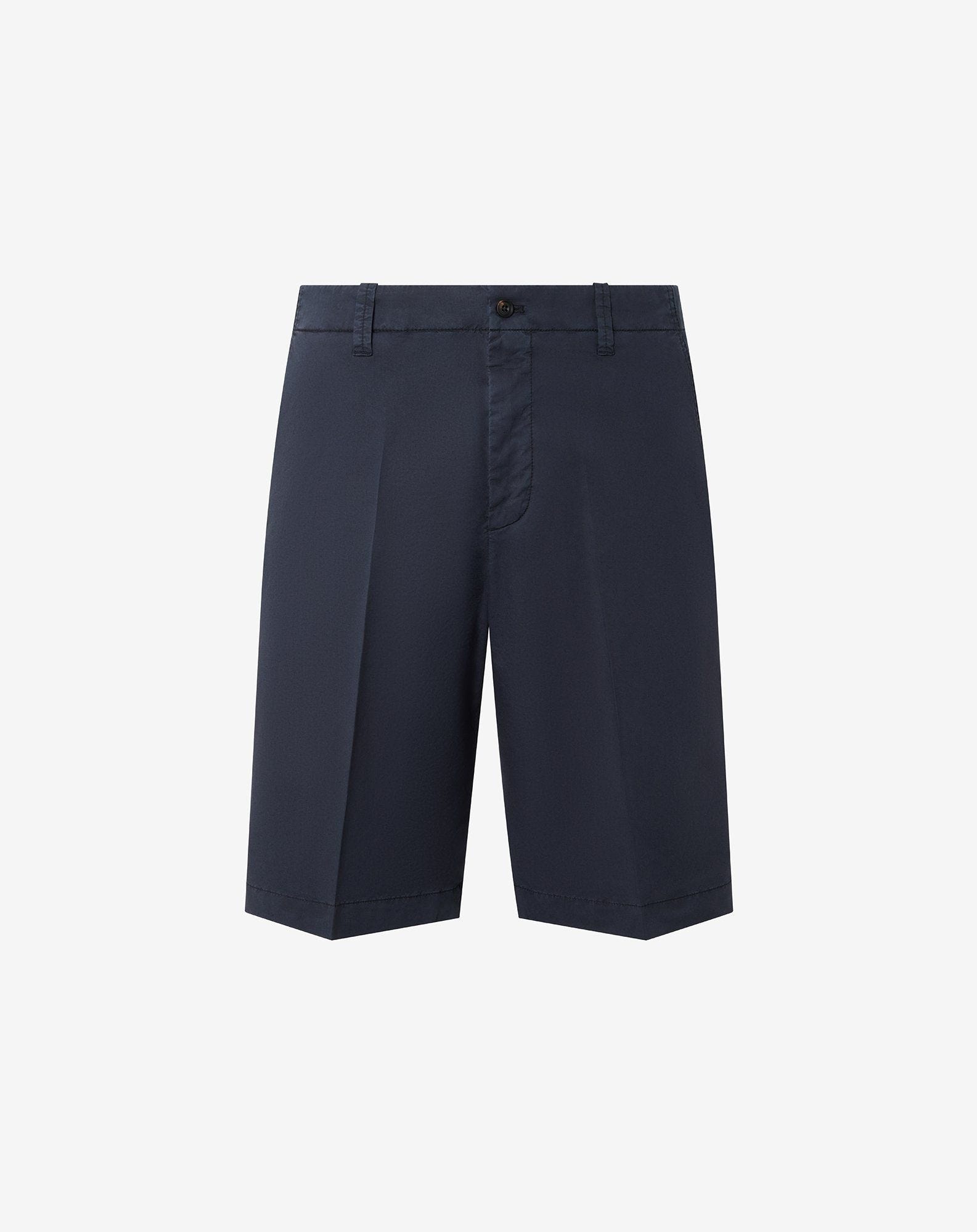 Navy blue stretch satin Bermuda shorts - 1
