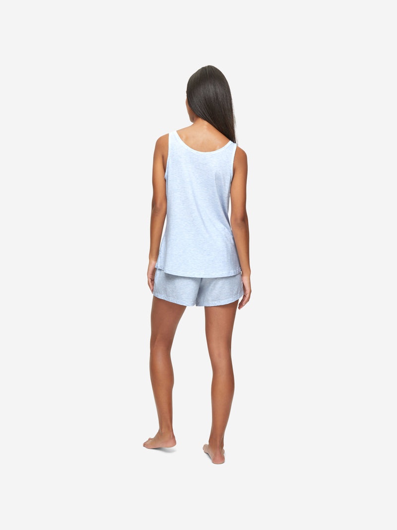 Women's Short Cami Pyjamas Ethan Micro Modal Stretch Blue Heather - 4