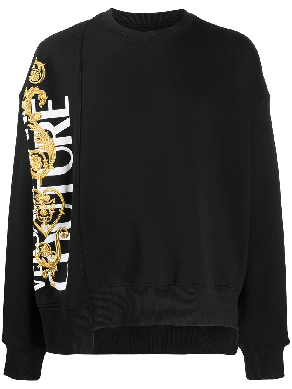 baroque panel crew neck sweatshirt - 1