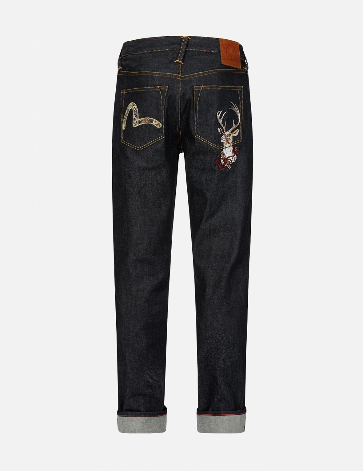 DEER AND SEAGULL EMBROIDERY SLIM FIT SELVEDGE DENIM JEANS #2010 - 2