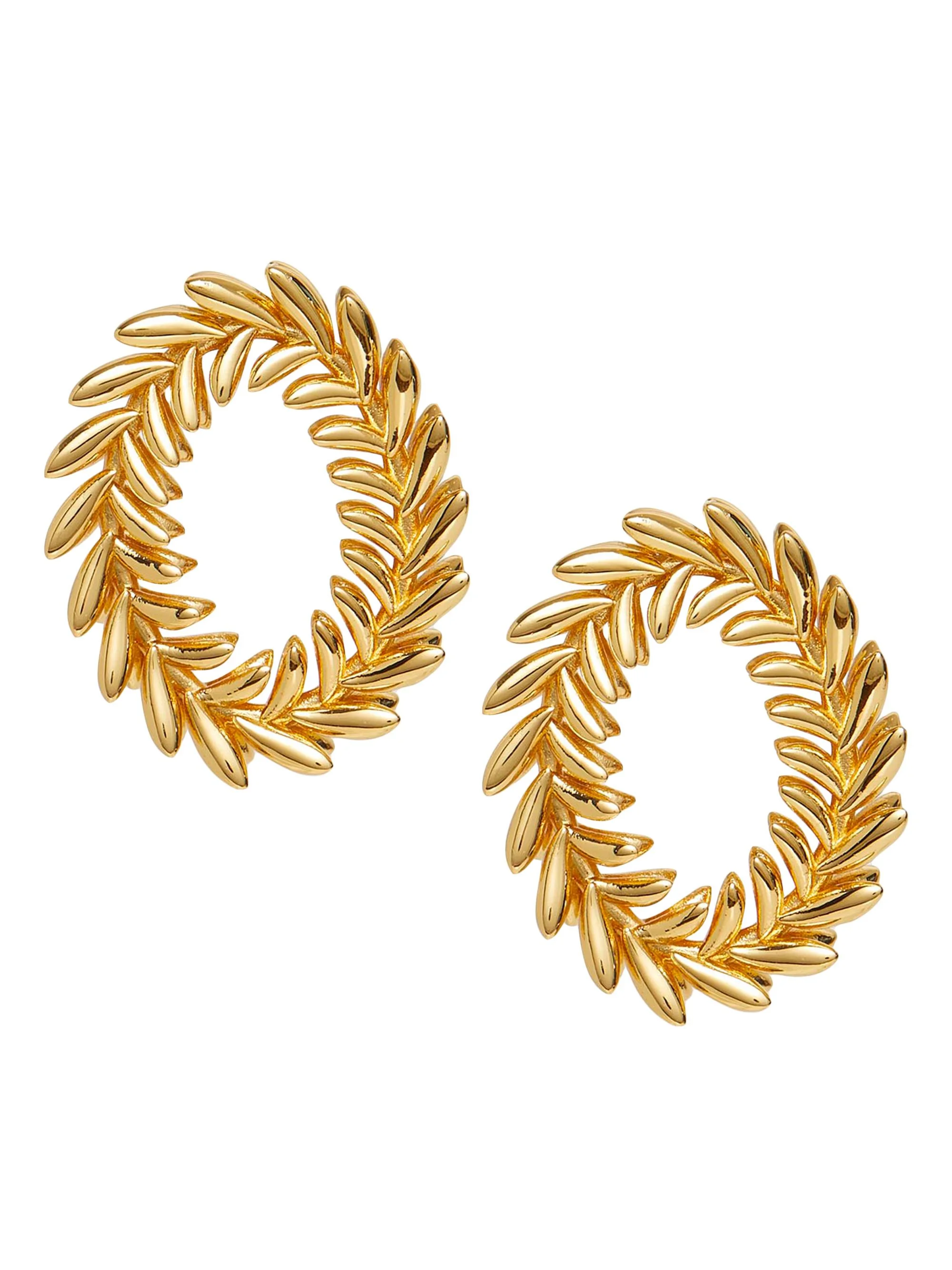 Women's Oval Wreath 14K-Gold-Plated Earrings - Gold - 1
