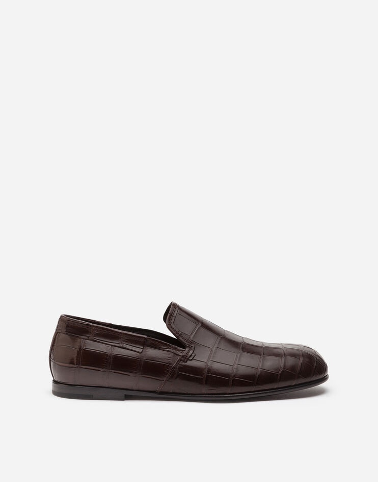 Crocodile nappa slip-on shoes - 1