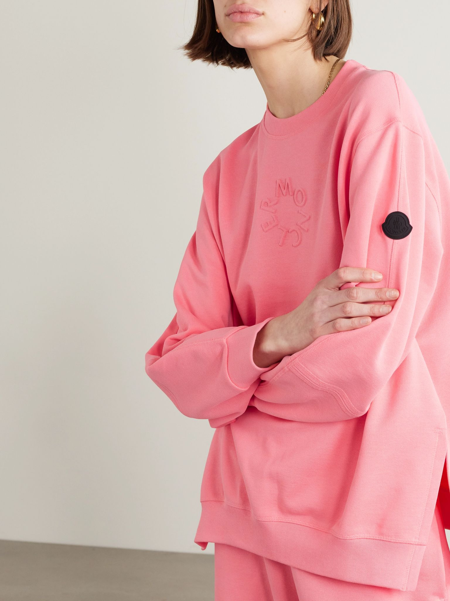 Debossed cotton-jersey sweatshirt Pink - 3