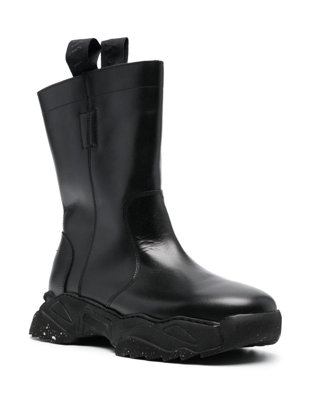 logo-embossed chunky leather boots - 2