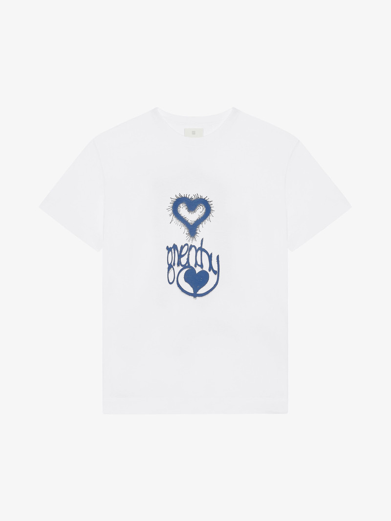 OVERSIZED T-SHIRT IN COTTON WITH GIVENCHY LOVE PRINT - 1