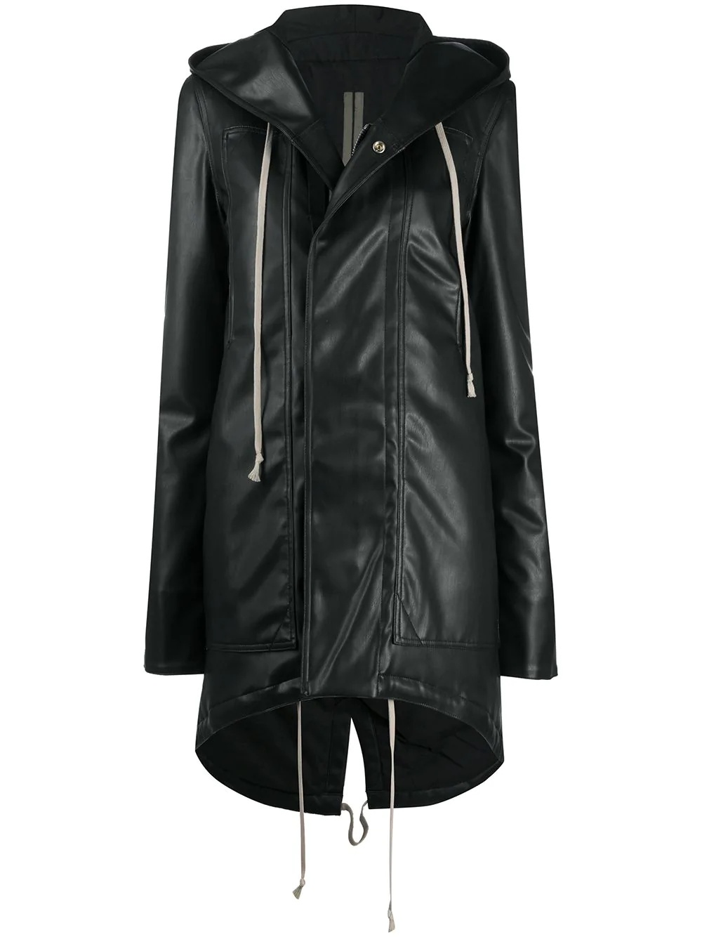 faux-leather hooded coat - 1