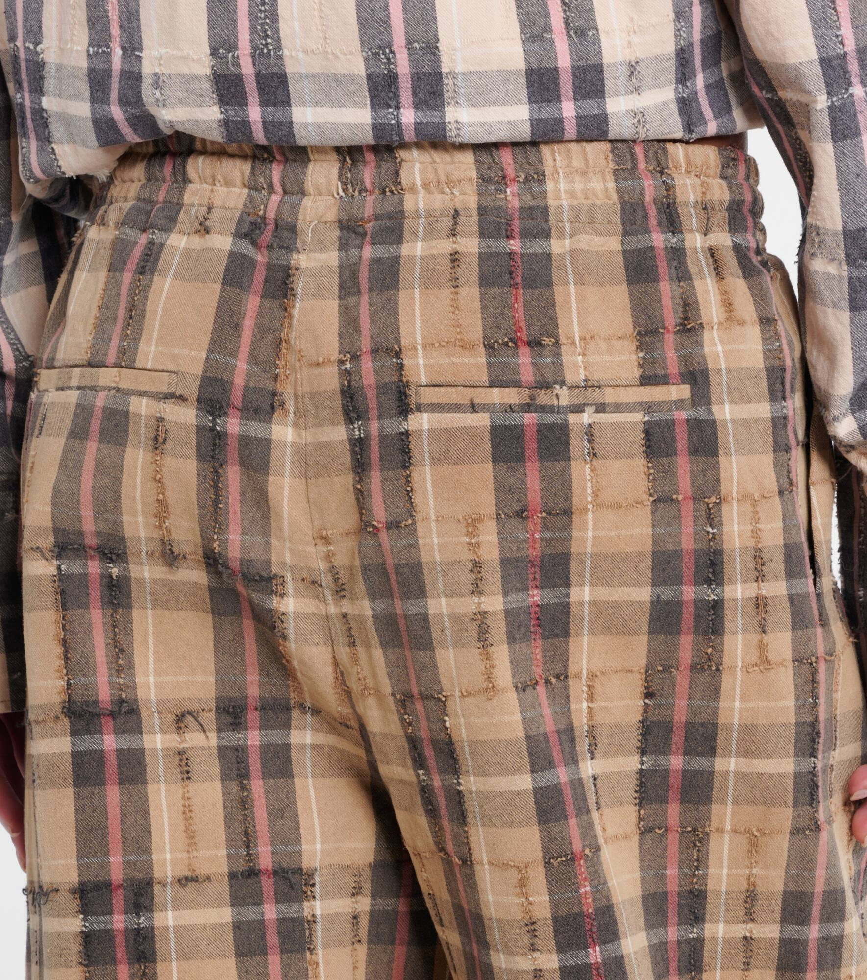 Checked cotton flannel cargo pants - 5