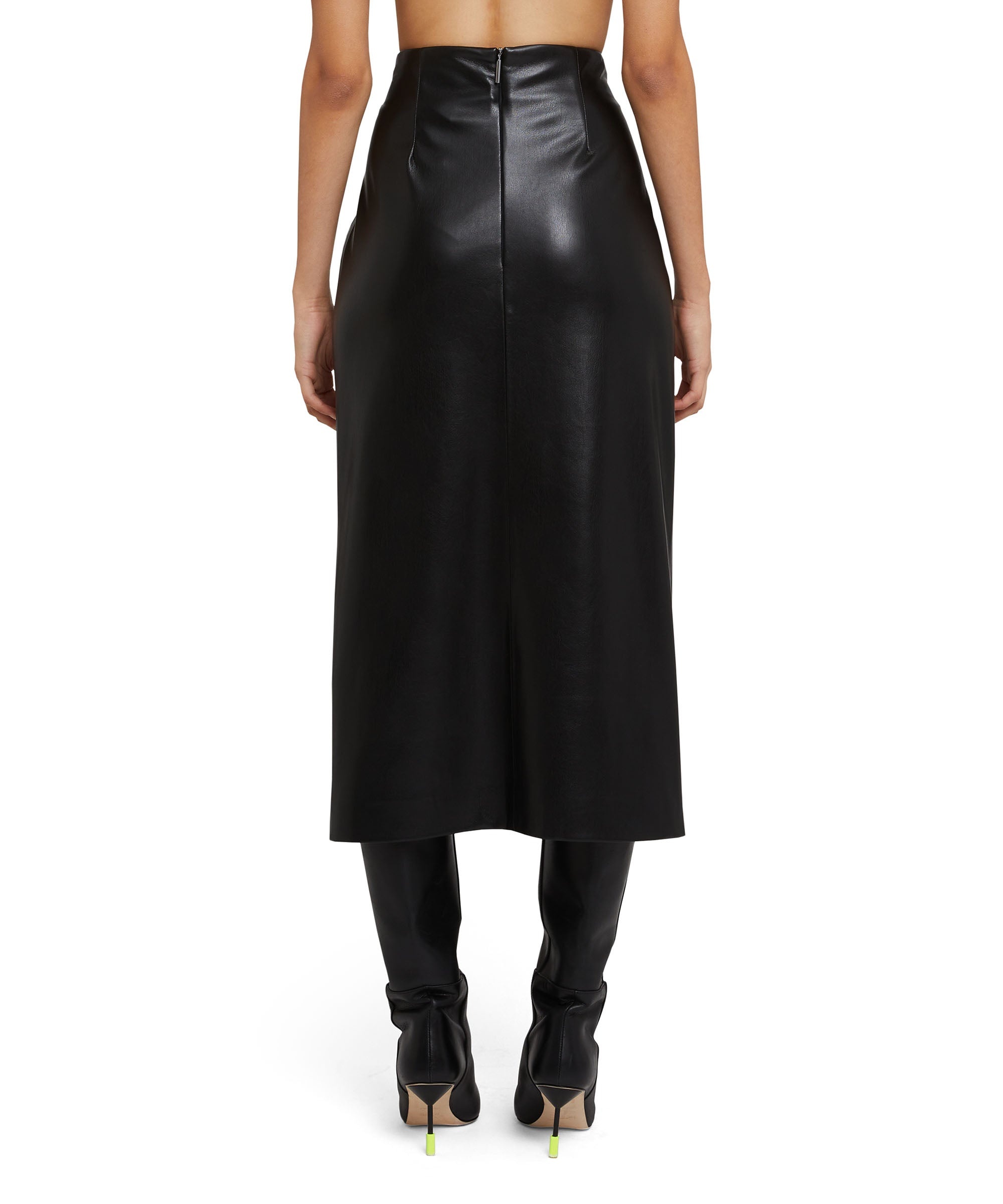 Faux leather midi dress with crossover detail - 3
