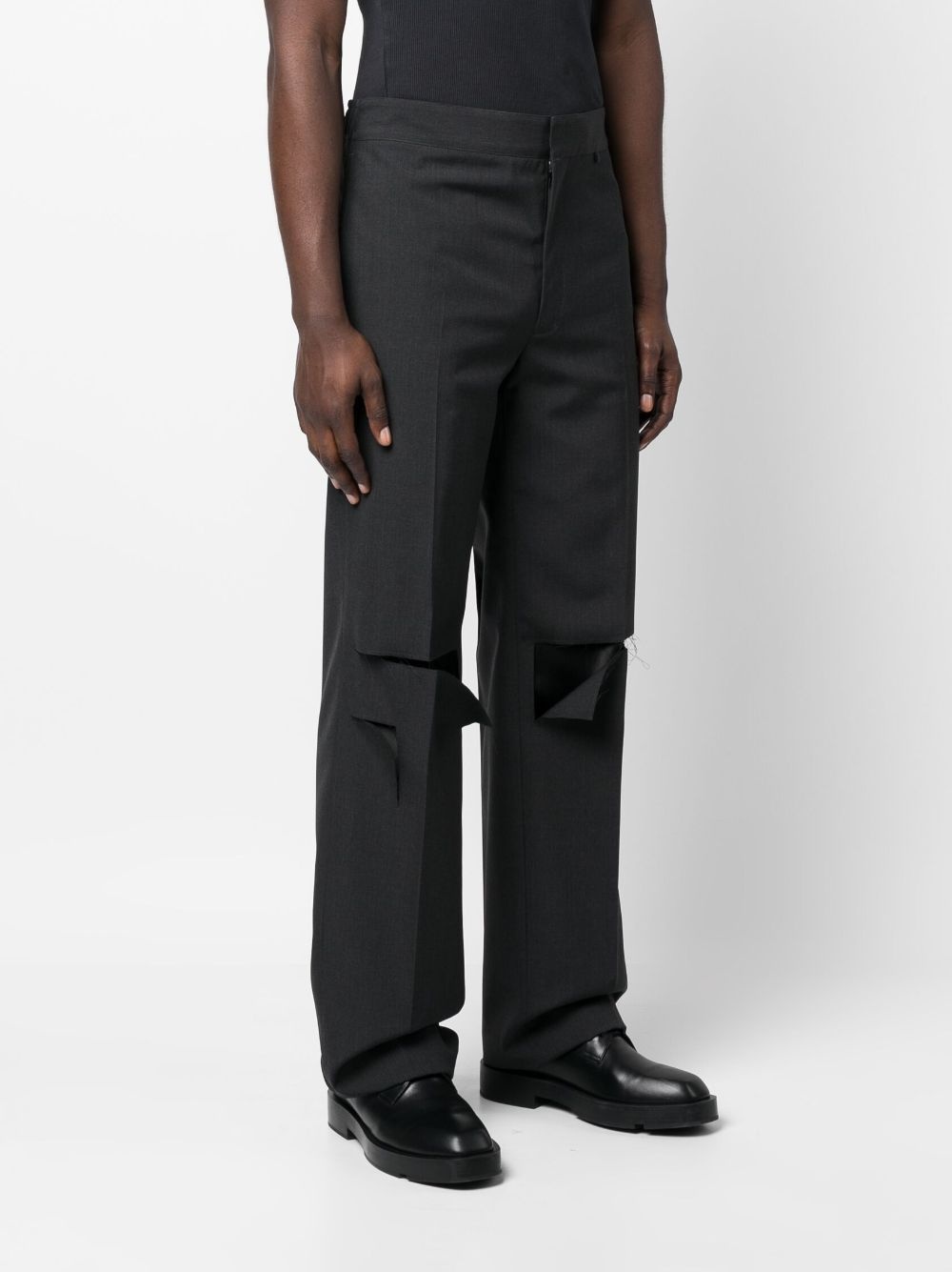 distressed wool trousers - 3