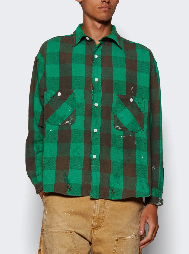 SAINT M×××××× Flannel Check Shirt Green outlook