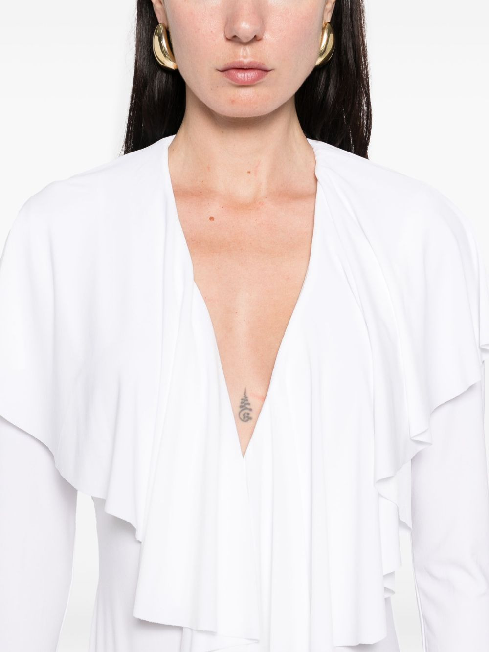 long-sleeve deep V-neck mini dress - 5