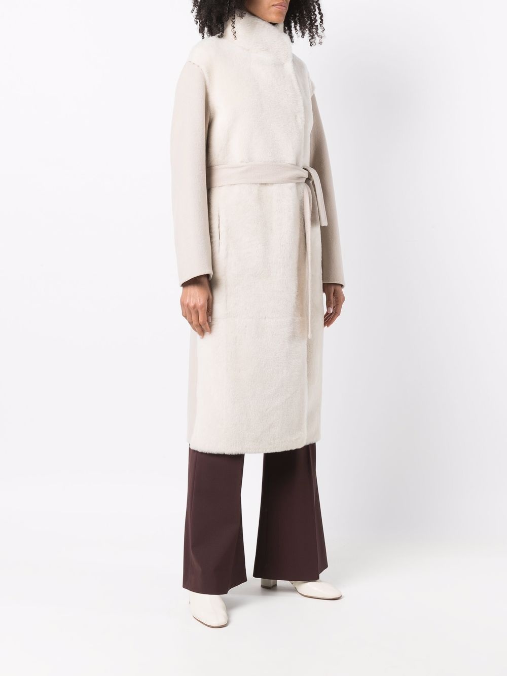 belted shearling coat - 3