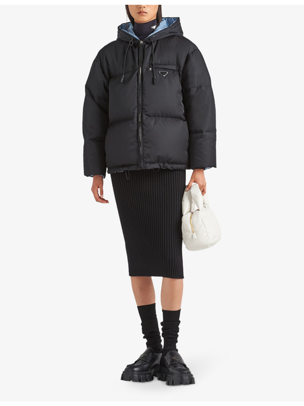 Re-Nylon brand-plaque recycled shell-down jacket - 2