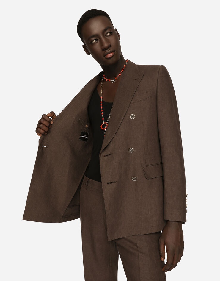 Double-breasted linen Sicilia-fit suit - 5