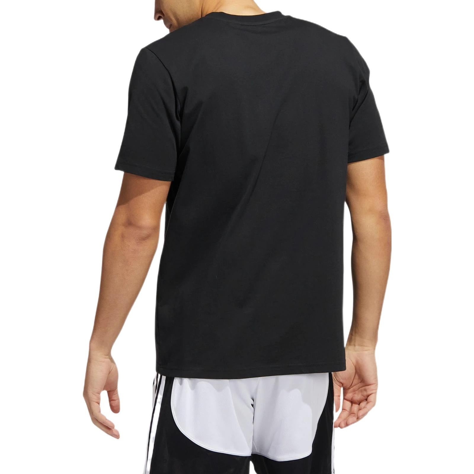 Men's adidas Cartoon Shooting Printing Pattern Round Neck Short Sleeve Black T-Shirt HK6728 - 3