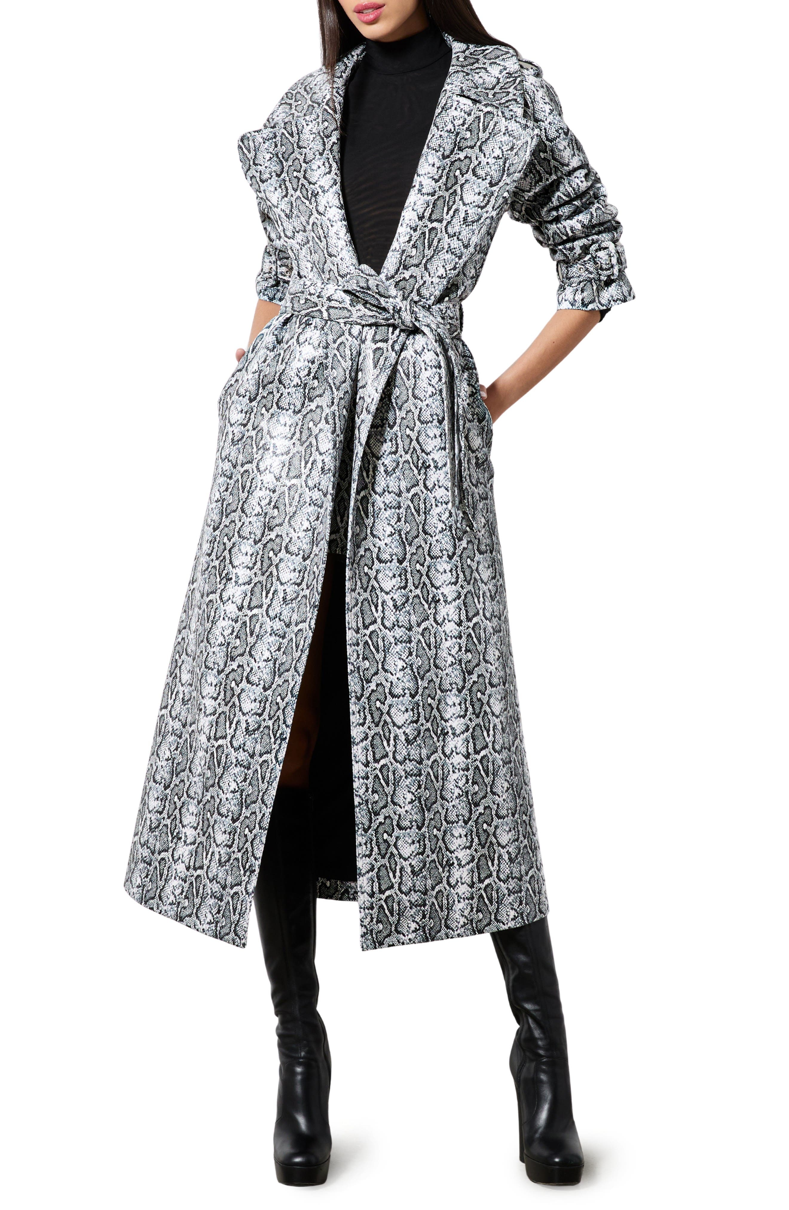 Alice + Olivia Jarret Snakeskin Print Coat in Off White/Black Python at Nordstrom - 1