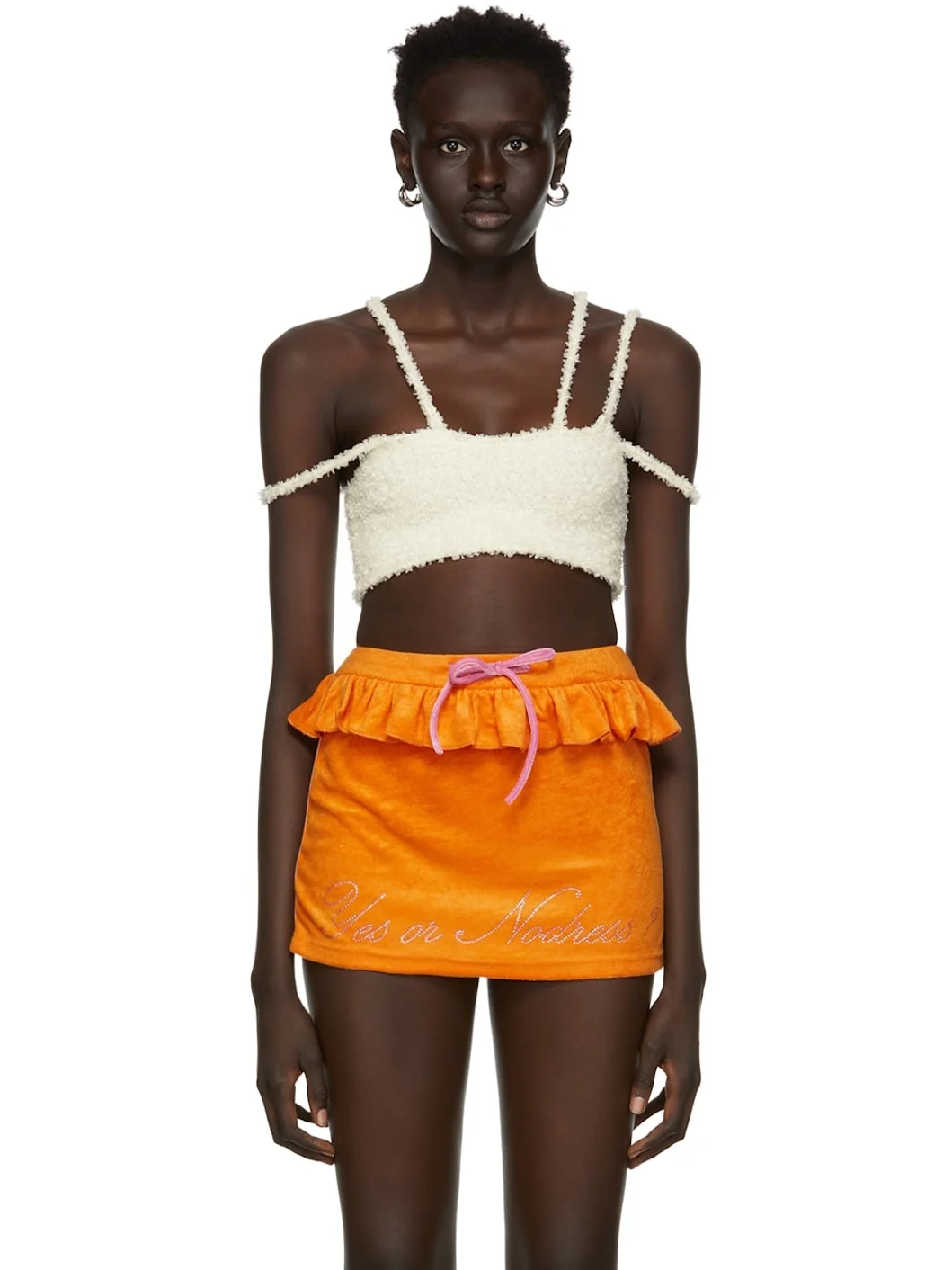 Off-White Bouclé Strap Tank Top - 1