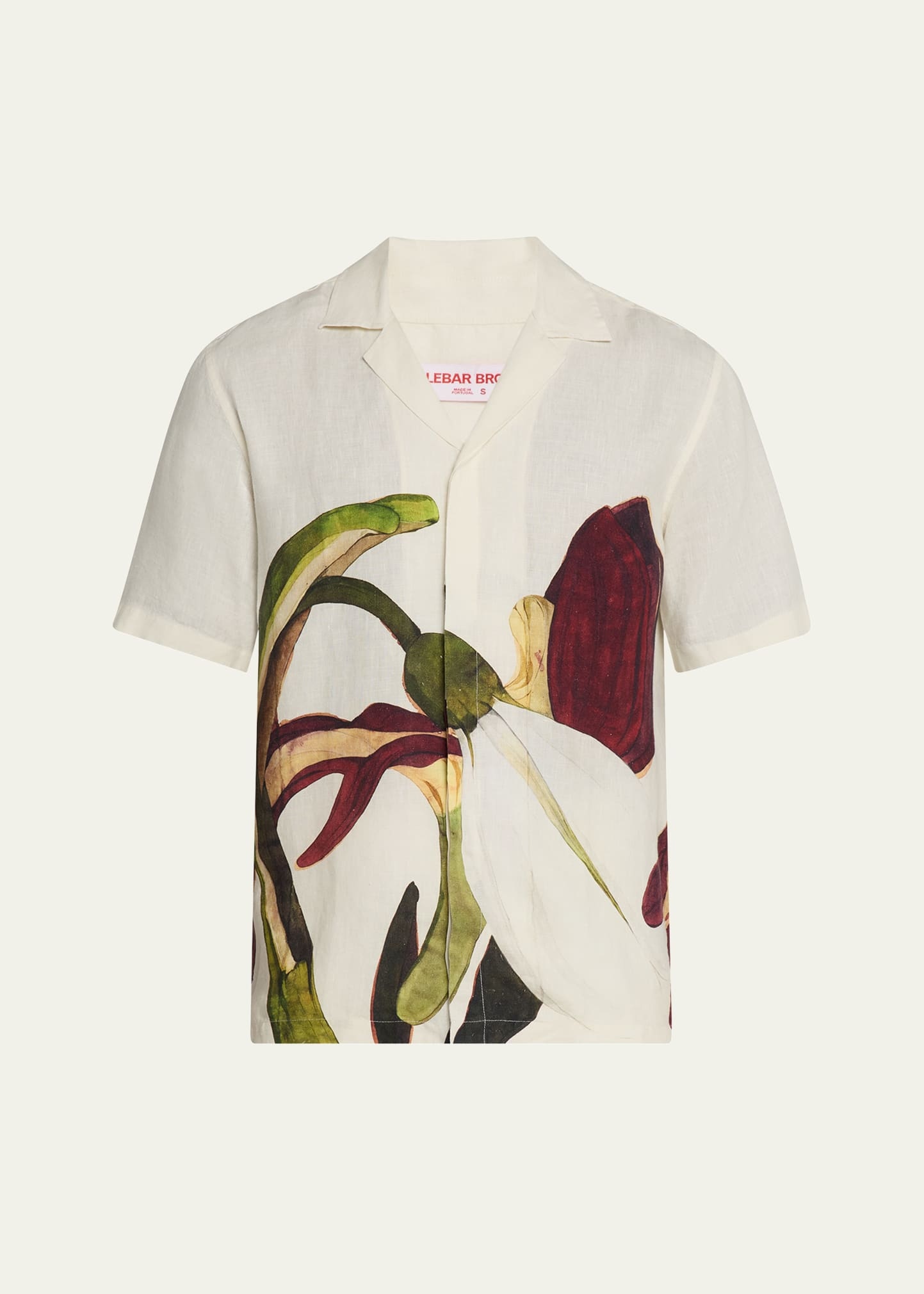 Men's Maitan Linen Orchid-Print Camp Shirt - 1
