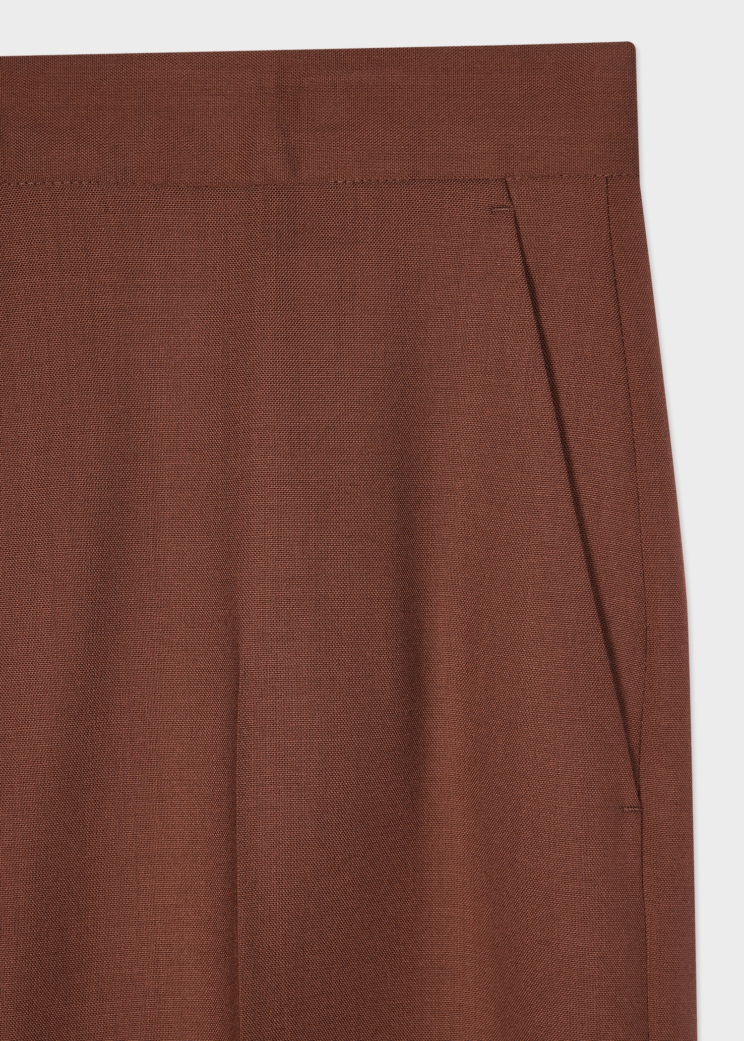 Women's Brown Wool Wide-Leg Trousers - 2