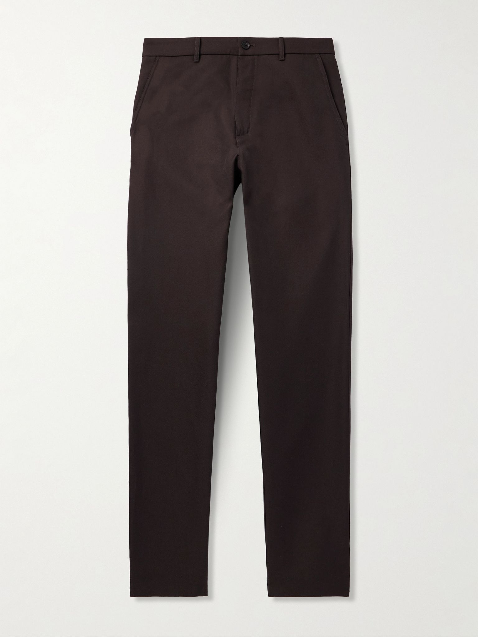 Harper Portland Straight-Leg Wool and Cotton-Blend Twill Trousers Dark brown - 1