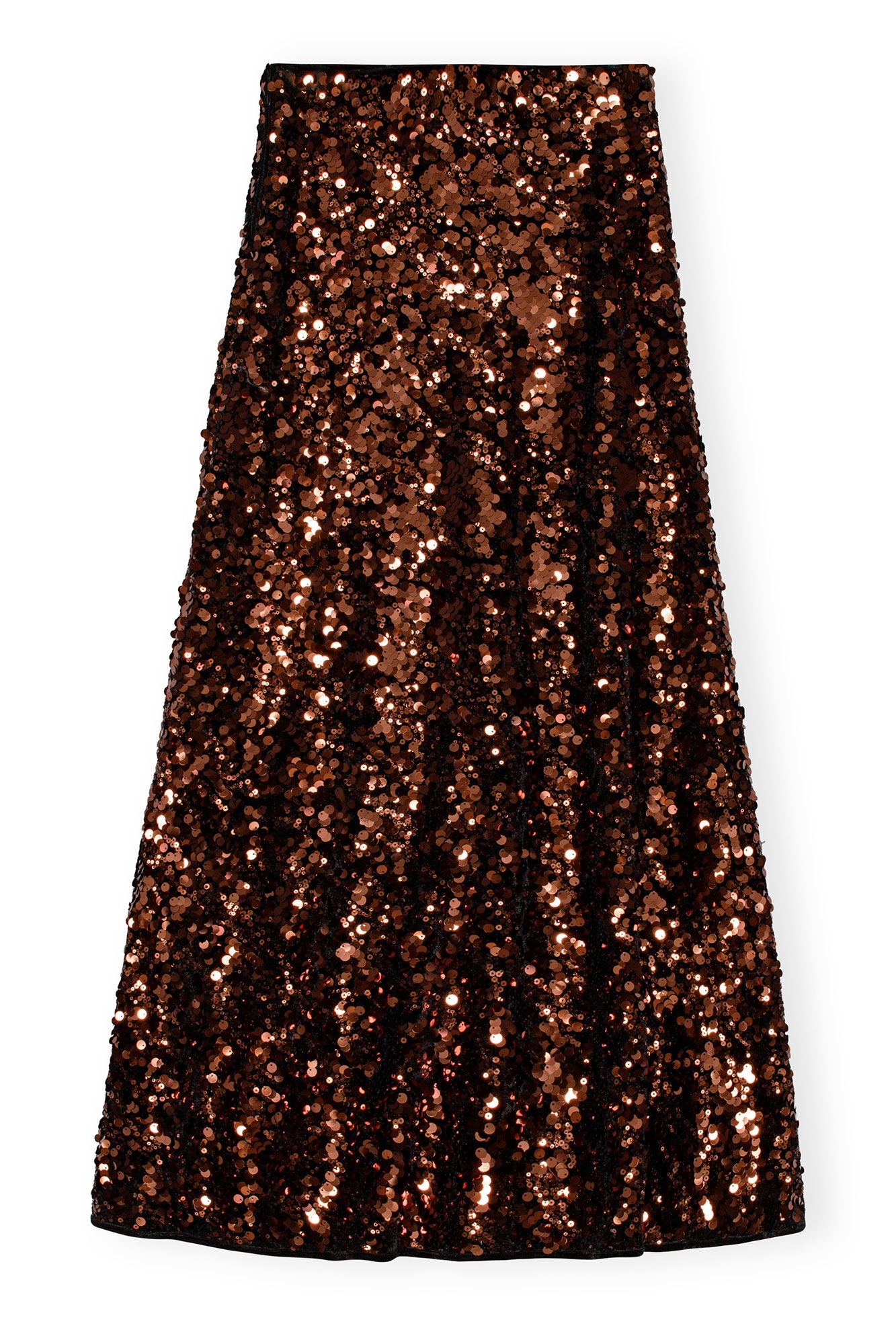 BROWN SEQUINS MAXI SKIRT - 1