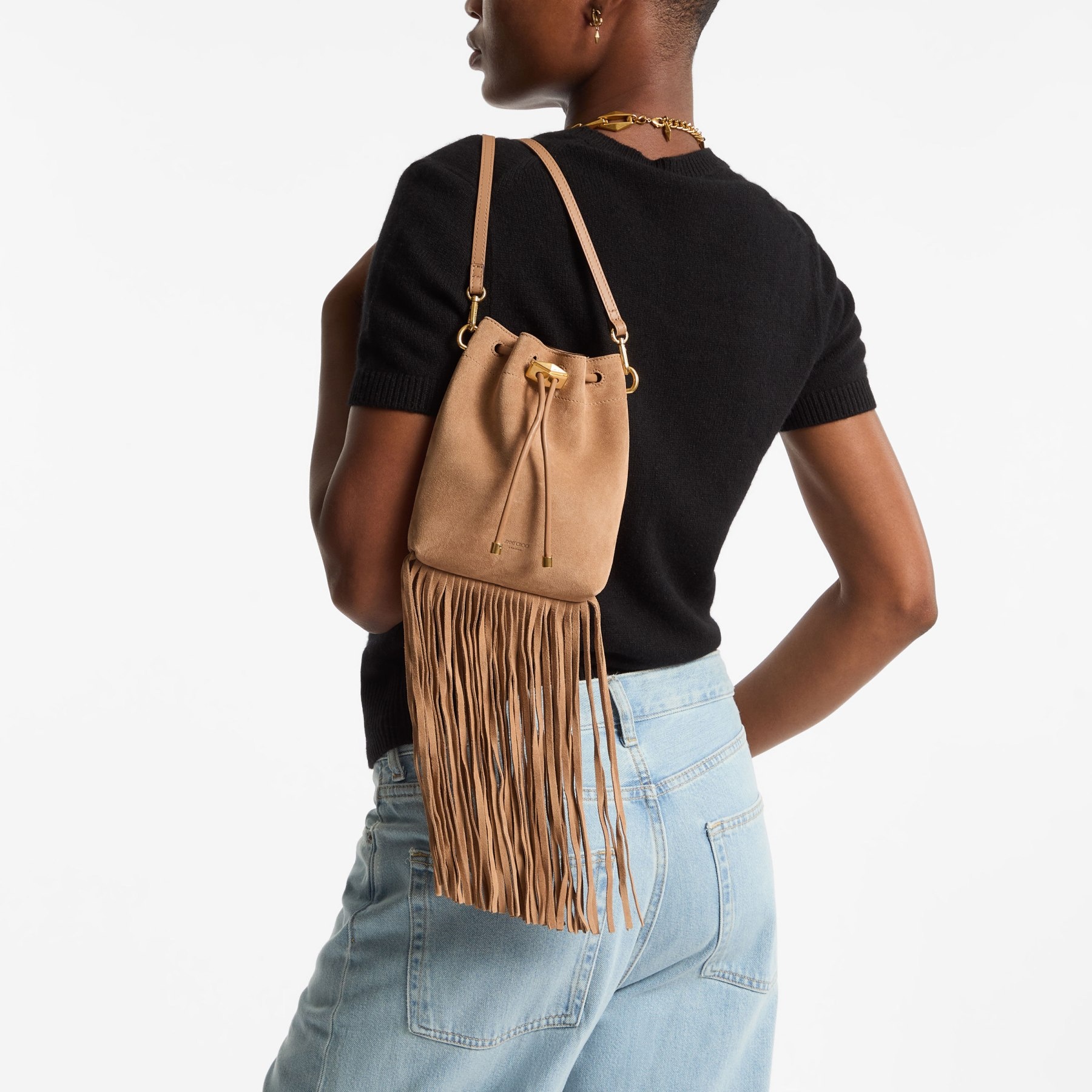 Cinch Mini
Toffee Suede Mini Bag with Suede Fringe Tassels - 2