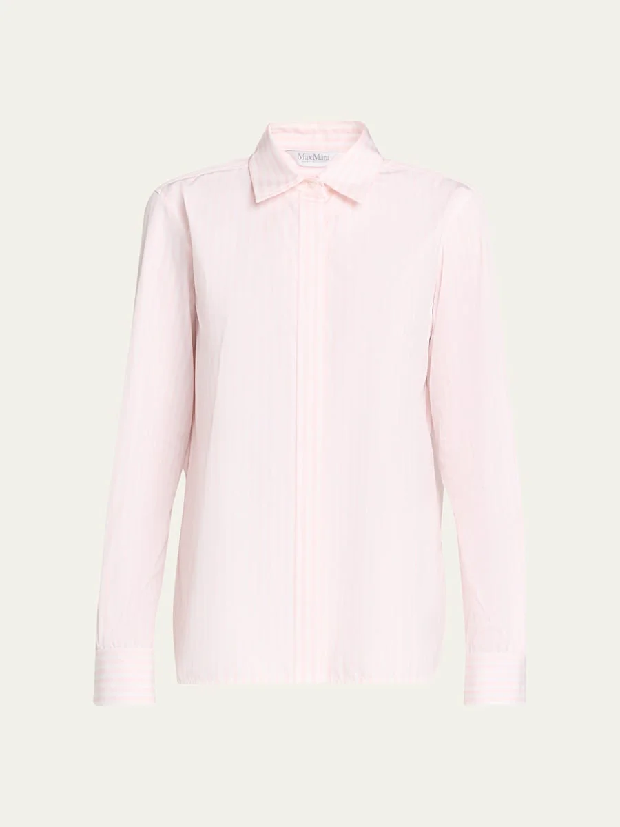 Striped Cotton Button-Down Shirt - 1