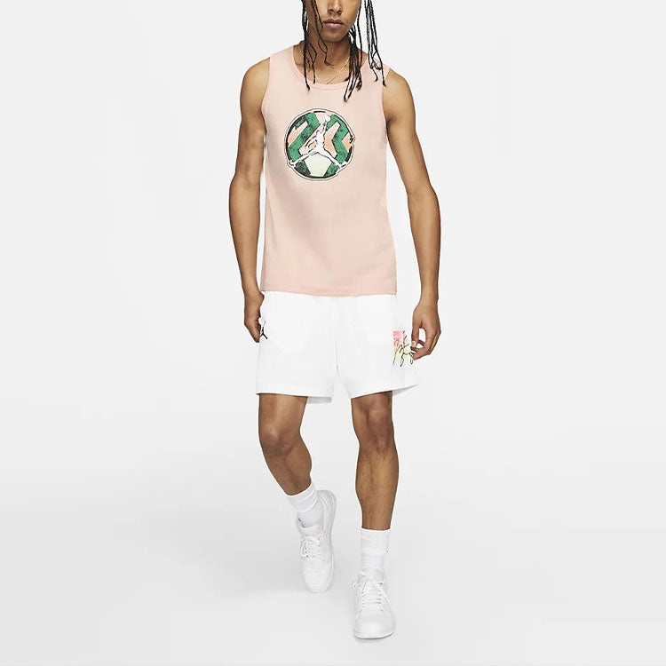 Air Jordan Printing Round Neck Sleeveless Vest Pink CZ8296-800 - 3