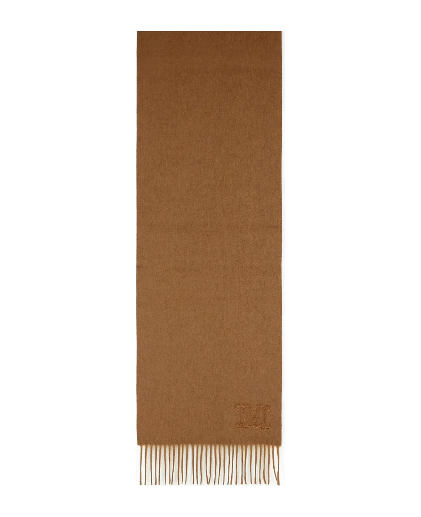 'wsdalia' Cashmere Stole With Brown 'monogram' Embroidery - 2