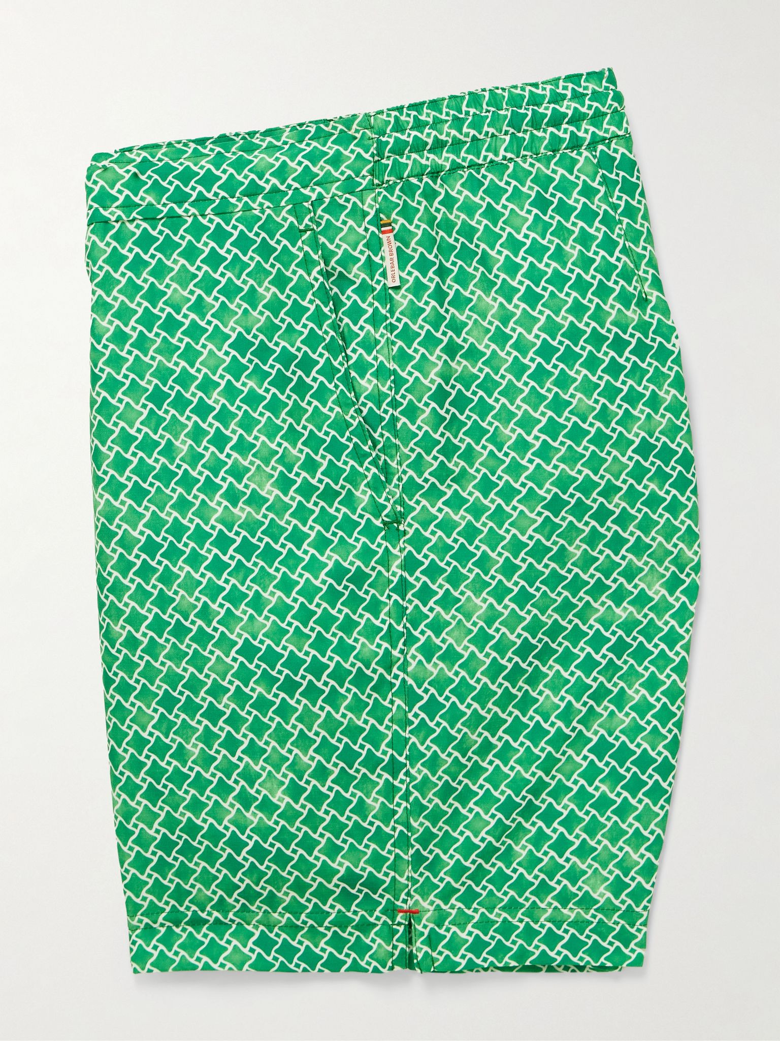 Standard Slim-Fit Straight-Leg Mid-Length Printed Swim Shorts Green - 5