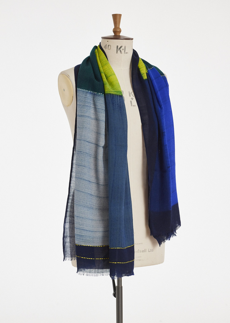 Paul Smith Blue Wool 'Colour Block' Scarf outlook