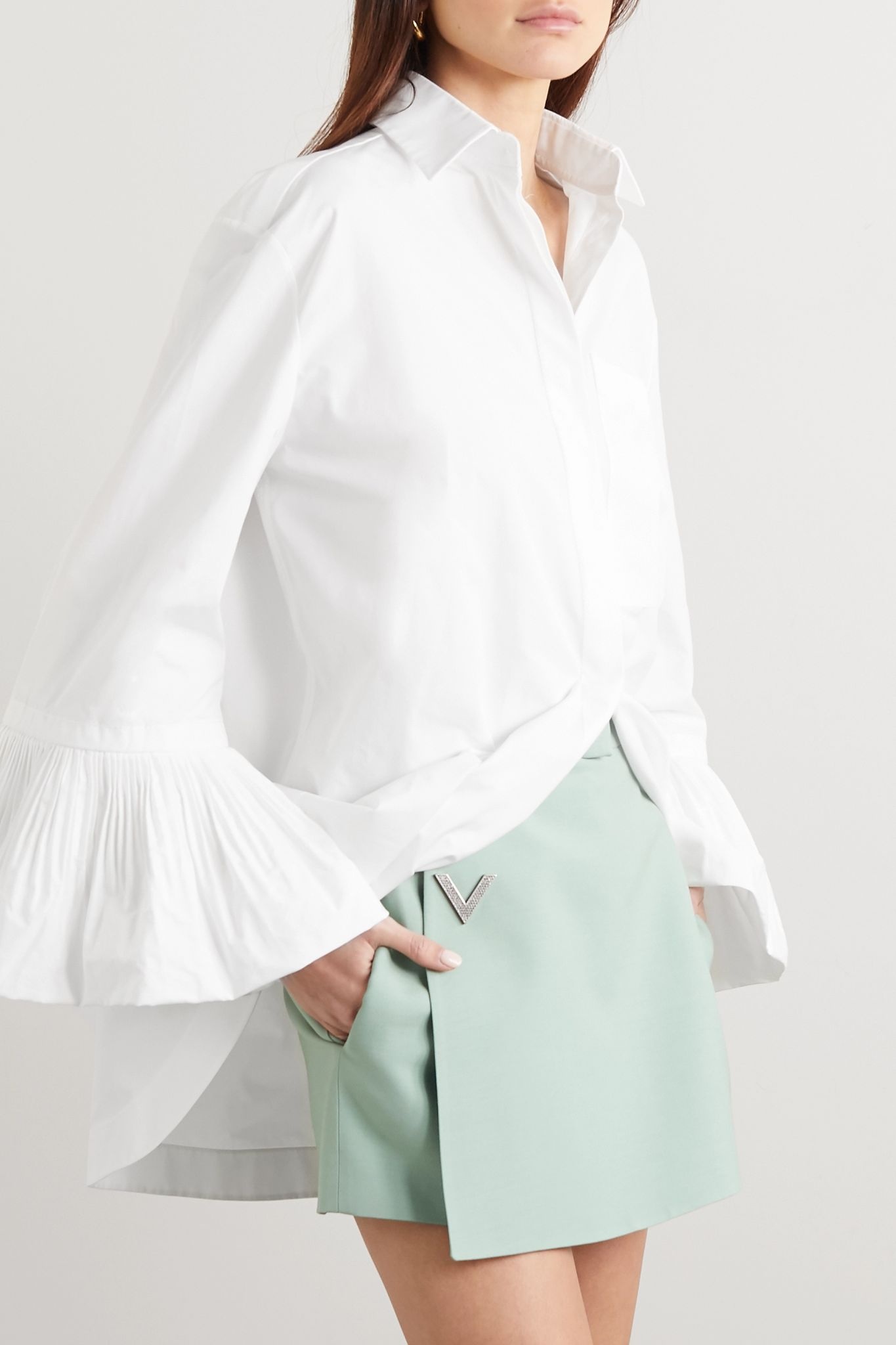 Ruffled cotton-poplin blouse - 3