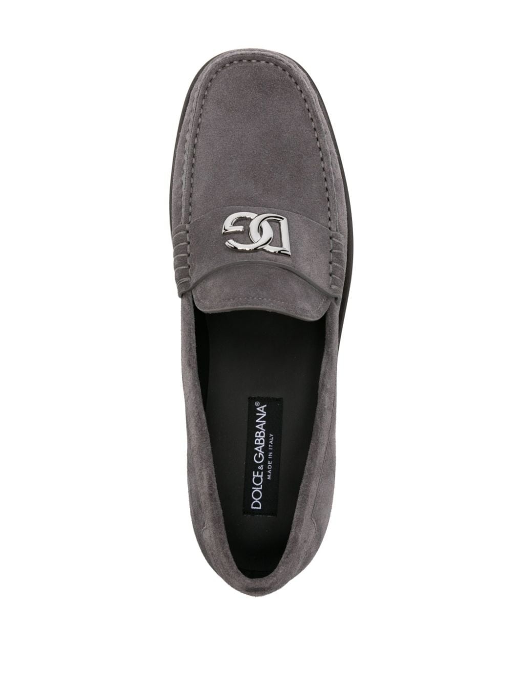 logo-plaque suede loafers - 4