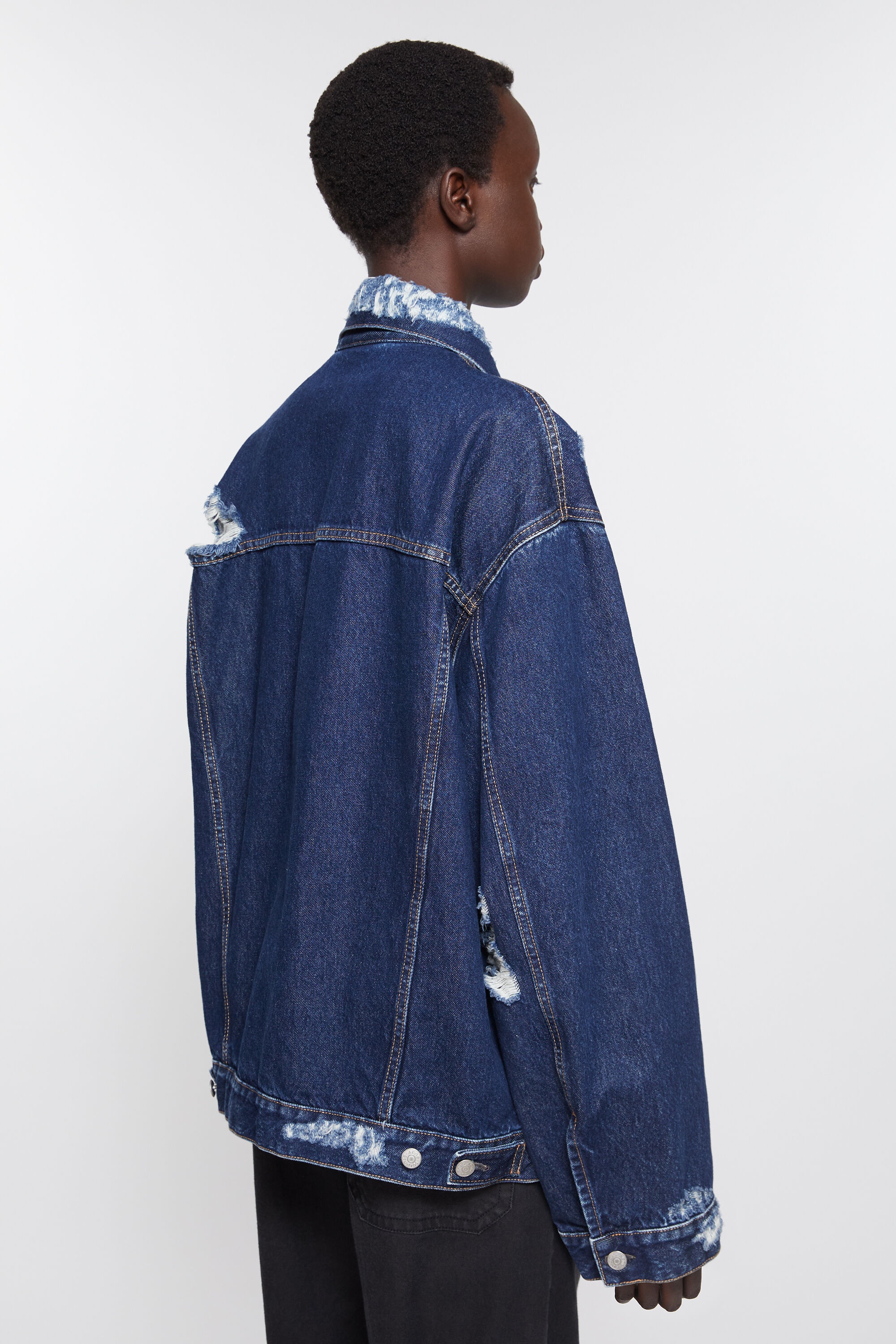 Distressed denim jacket - Relaxed fit - Mid blue - 4