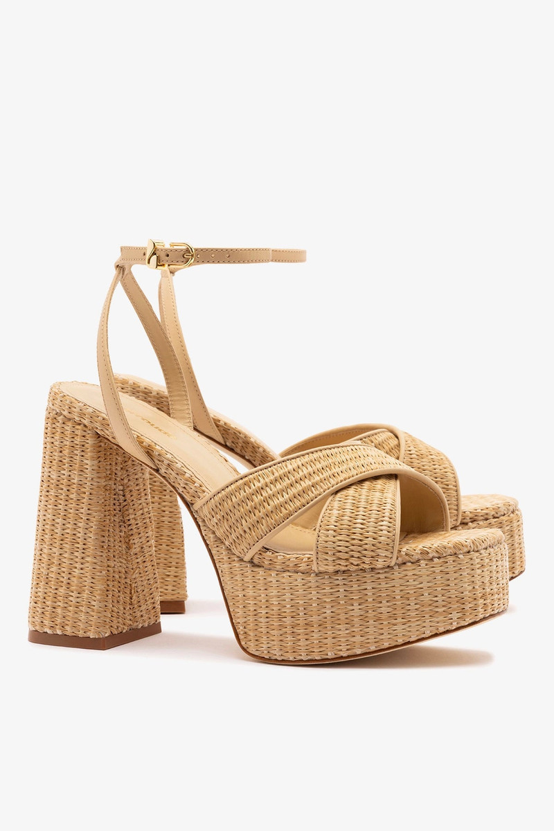 Larroudé Dolly X Platform Sandal In Natural Raffia outlook