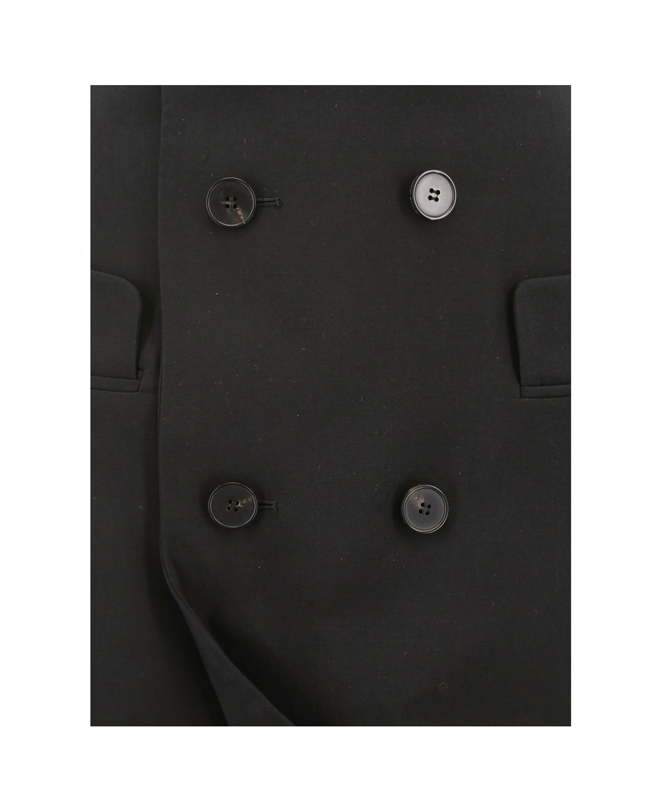 Black Long Sartorial Skirt With Front Split In Wool Woman - 3